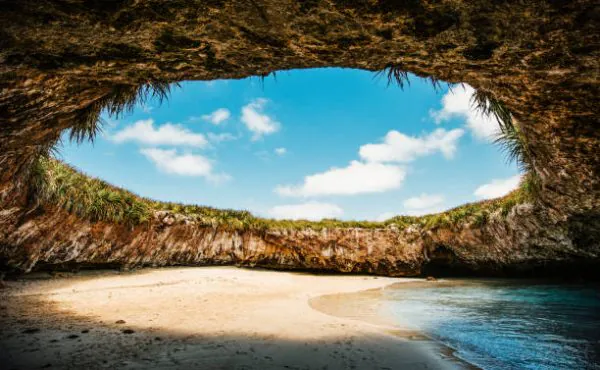 the hidden beach in marietas islands, puerto vallarta. mexico.